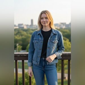 In Crowd by Celebration Stylish Blue Denim Jacket for Women. Size Medium.